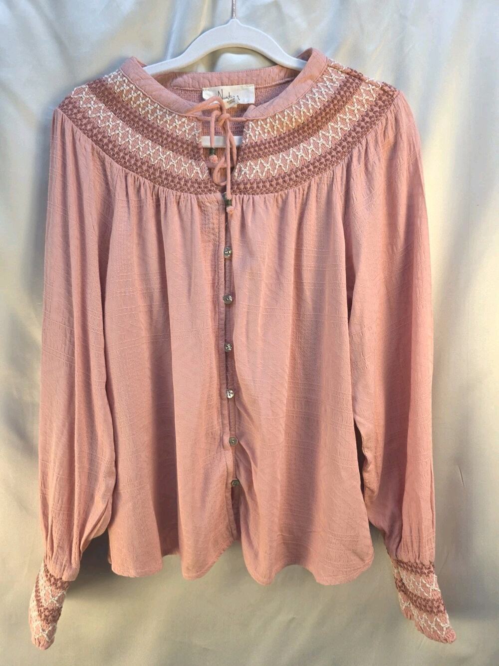 Westbound Petites Nurture Women's Petite Large Blouse Pink Embroidered Rayon
